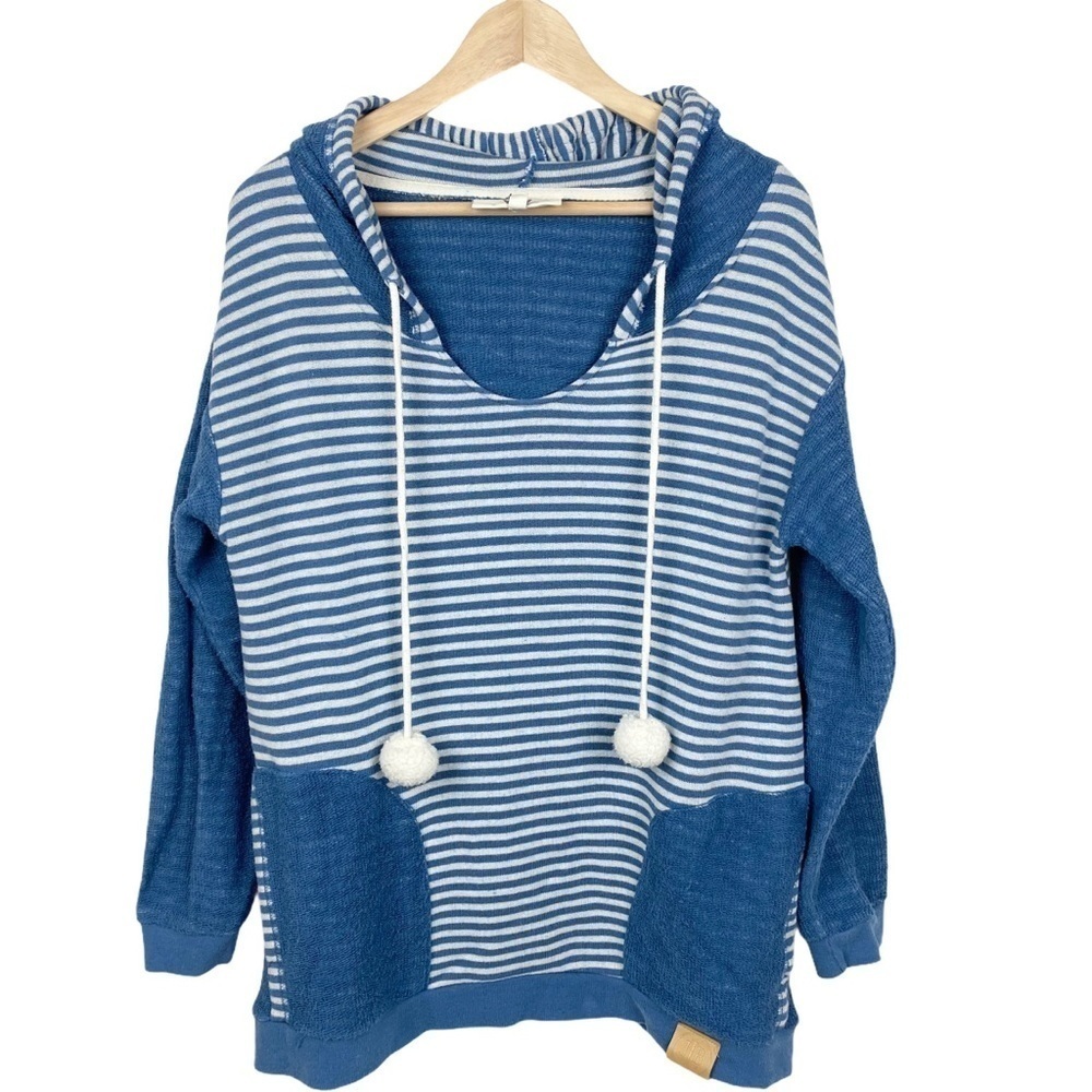 𝅺JADELYNN Brooke Pom Pom Pullover Striped Hoodie